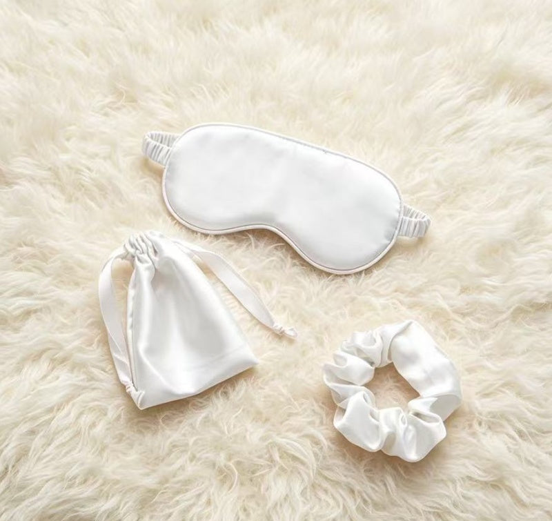 Elite white Satin Lounge Robe & Sleep Wellness Set (4-Piece)