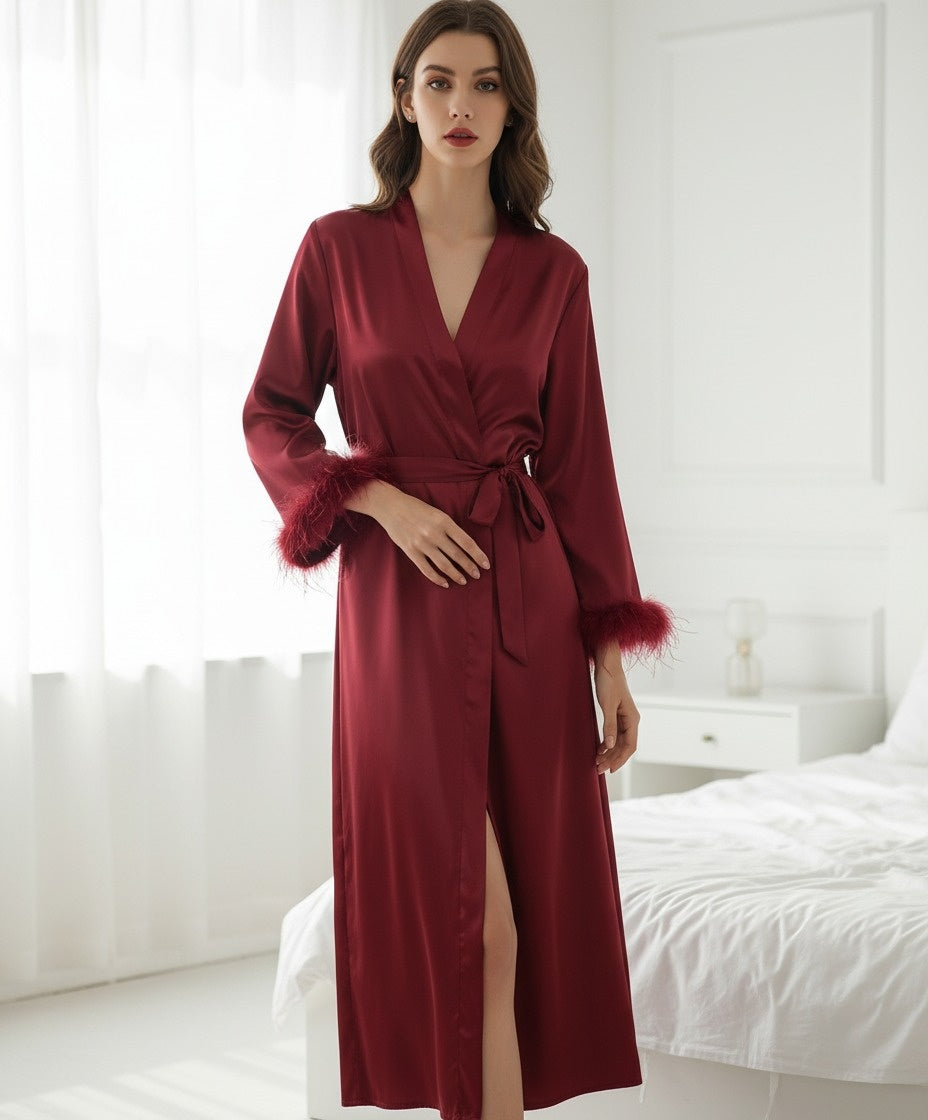 Elite Black Satin Lounge Robe & Sleep Wellness Set (4-Piece)