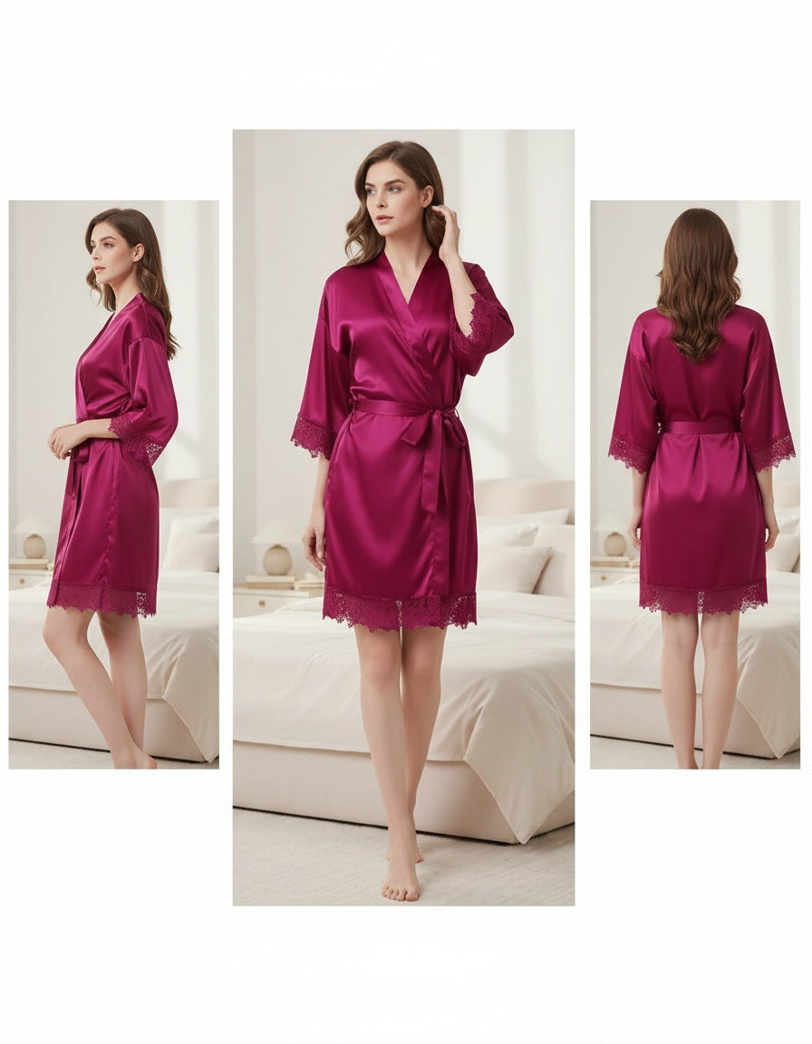 Premium Silk Satin Nightwear Robe & Luxury Sleep Care Set