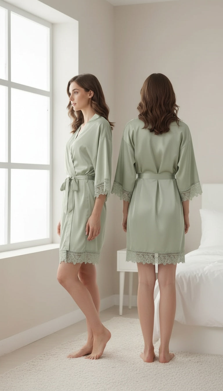Premium Silk Satin Nightwear Robe & Luxury Sleep Care Set